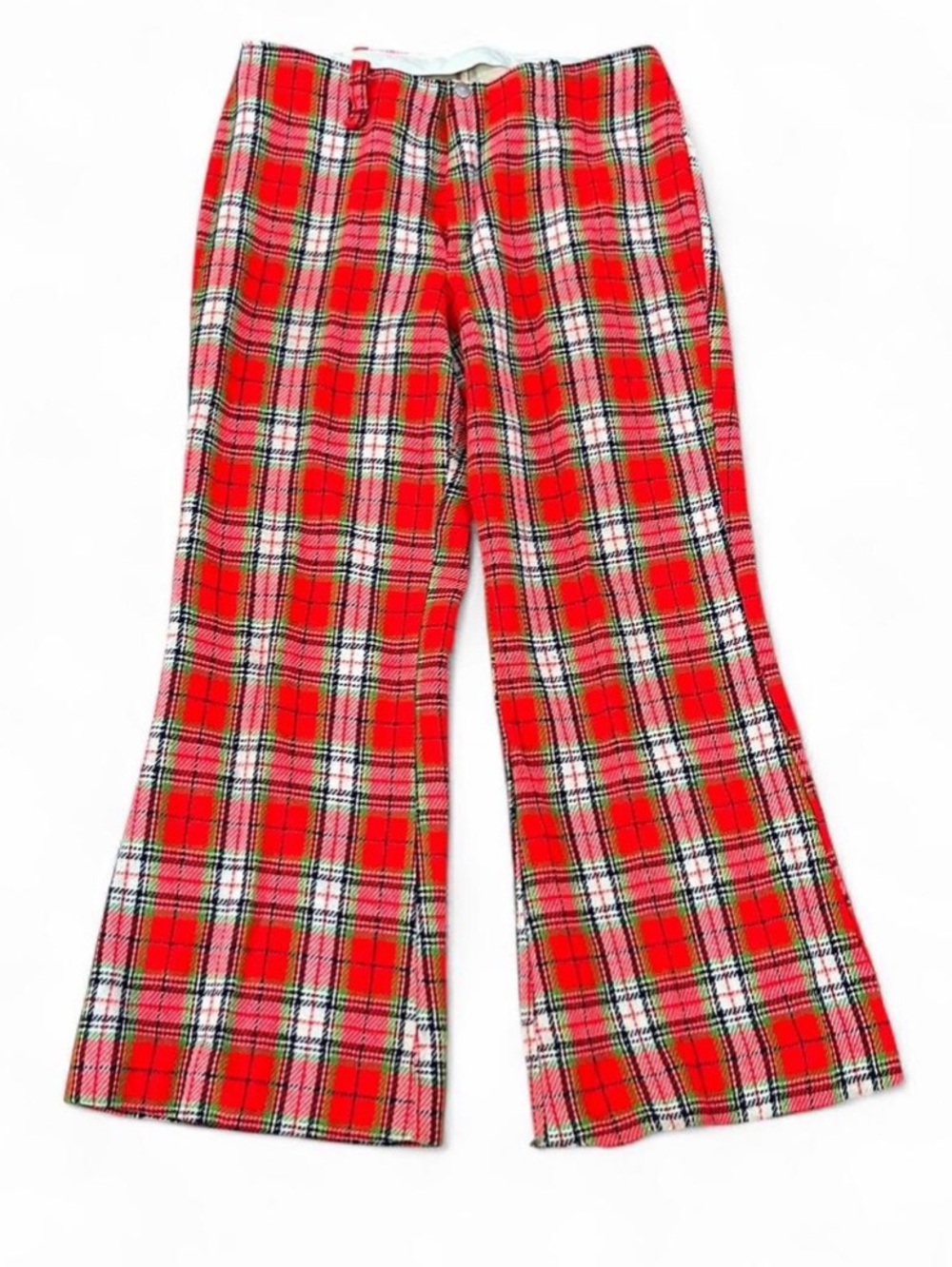 Vintage 70s Red Plaid Bell
Bottom Pants | Stoneswear
High-Waisted  | Size 16